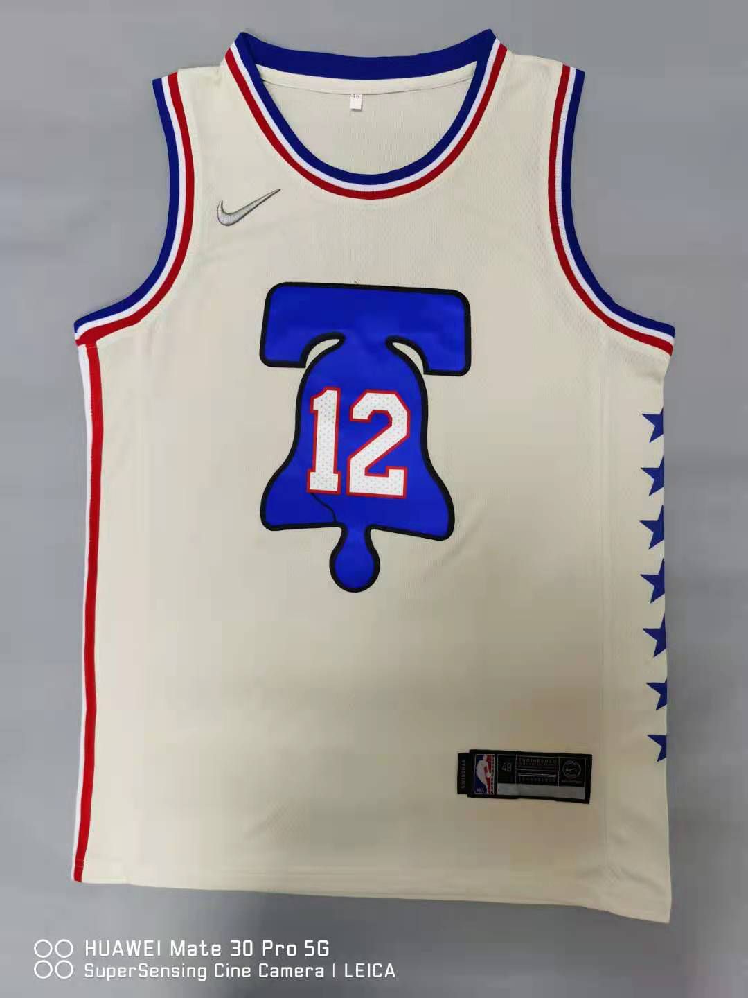 Men Philadelphia 76ers 12 Harris Cream 2021 Nike Game NBA Jersey